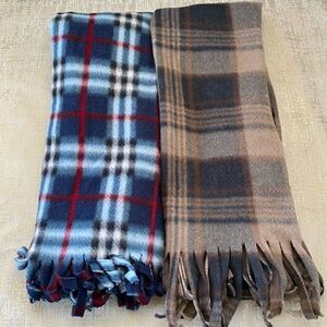 Two Men's Unbranded Fleece Checkered Scarves. EUC!